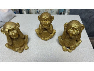 Set statuette scimmie dorate