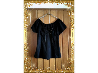 BLUSA COTONE SANGALLO stringata lacci raso